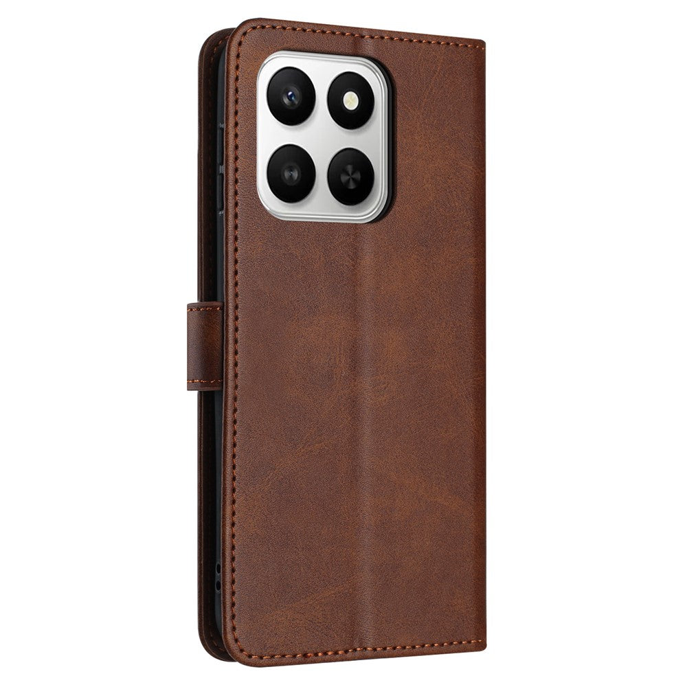 Wallet Case For Honor 400 Smart 5G / 4G / X7d 4G / 5G Flip Stand Calf Texture PU Leather Phone Cover with Strap