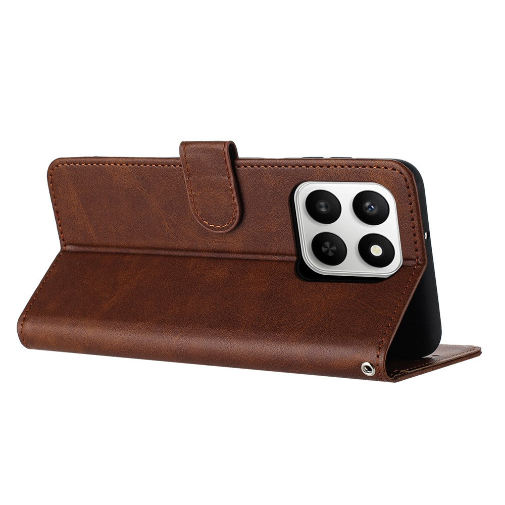 Wallet Case For Honor 400 Smart 5G / 4G / X7d 4G / 5G Flip Stand Calf Texture PU Leather Phone Cover with Strap