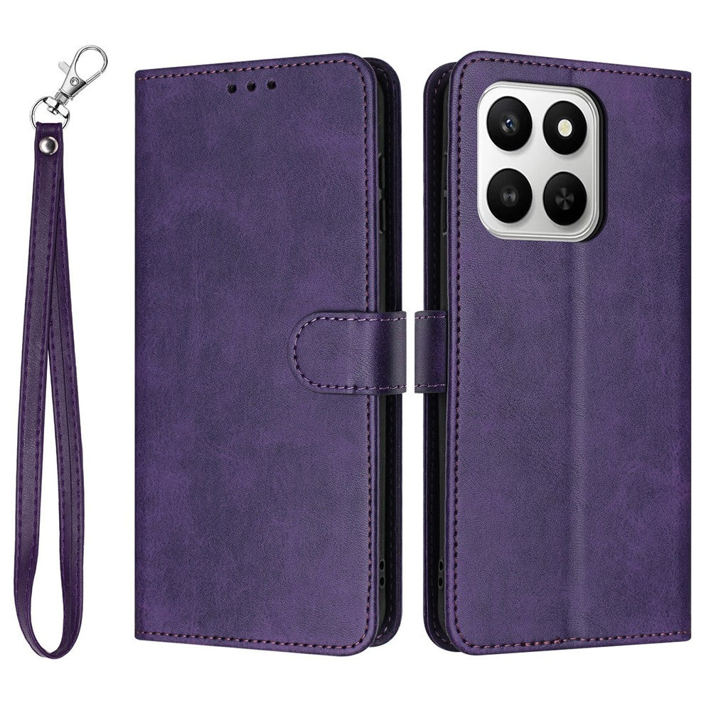 Wallet Case For Honor 400 Smart 5G / 4G / X7d 4G / 5G Flip Stand Calf Texture PU Leather Phone Cover with Strap