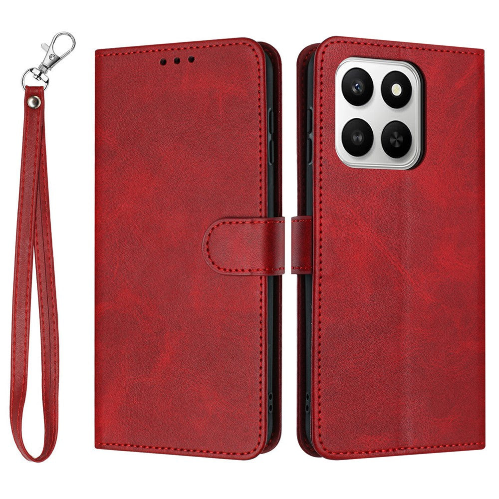 Wallet Case For Honor 400 Smart 5G / 4G / X7d 4G / 5G Flip Stand Calf Texture PU Leather Phone Cover with Strap