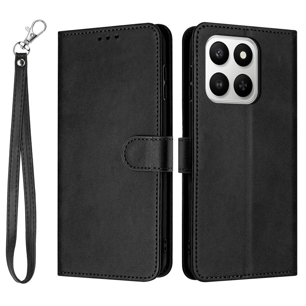 Wallet Case For Honor 400 Smart 5G / 4G / X7d 4G / 5G Flip Stand Calf Texture PU Leather Phone Cover with Strap