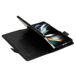 For Samsung Galaxy Z Fold4 5G PU Leather Wallet Case Imprinting Flower Butterflies Magnetic Closure Book Stand Folio Phone Cover