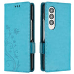 For Samsung Galaxy Z Fold4 5G PU Leather Wallet Case Imprinting Flower Butterflies Magnetic Closure Book Stand Folio Phone Cover
