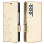 For Samsung Galaxy Z Fold4 5G PU Leather Wallet Case Imprinting Flower Butterflies Magnetic Closure Book Stand Folio Phone Cover
