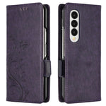 For Samsung Galaxy Z Fold4 5G PU Leather Wallet Case Imprinting Flower Butterflies Magnetic Closure Book Stand Folio Phone Cover