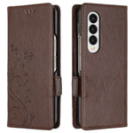 For Samsung Galaxy Z Fold4 5G PU Leather Wallet Case Imprinting Flower Butterflies Magnetic Closure Book Stand Folio Phone Cover