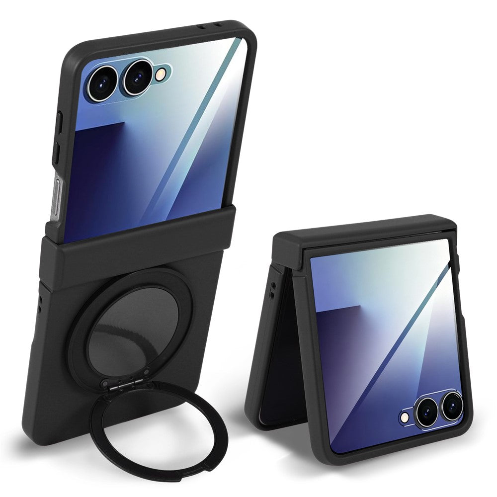 For Samsung Galaxy Z Flip7 5G Magnetic Case Rotating Kickstand Electroplated PC Phone Cover