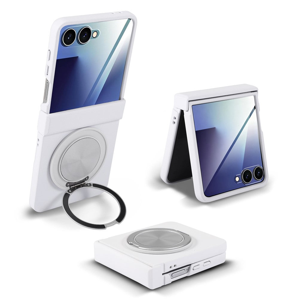 For Samsung Galaxy Z Flip7 5G Magnetic Case Rotating Kickstand Electroplated PC Phone Cover