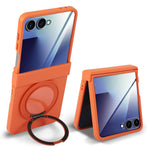 For Samsung Galaxy Z Flip7 5G Magnetic Case Rotating Kickstand Electroplated PC Phone Cover
