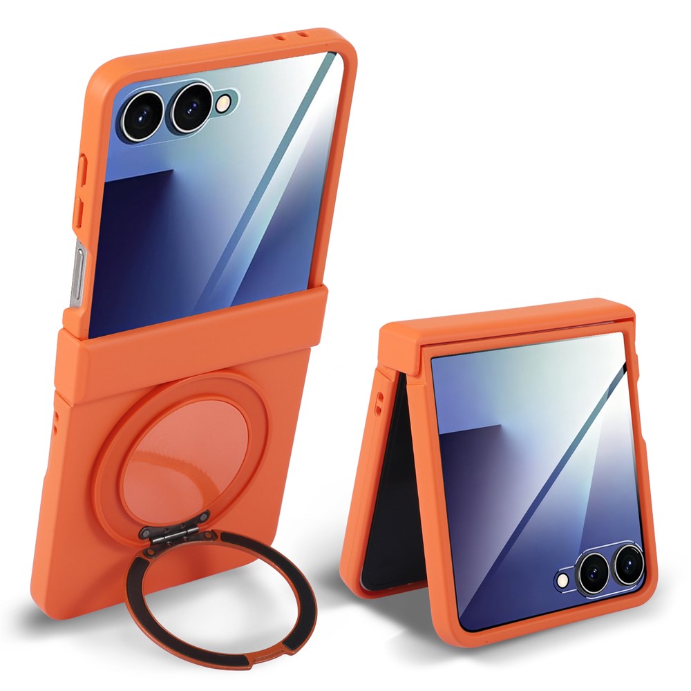 For Samsung Galaxy Z Flip7 5G Magnetic Case Rotating Kickstand Electroplated PC Phone Cover