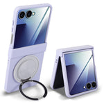 For Samsung Galaxy Z Flip7 5G Magnetic Case Rotating Kickstand Electroplated PC Phone Cover