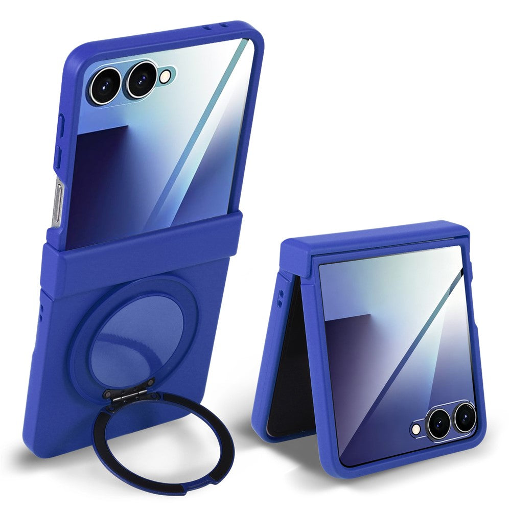 For Samsung Galaxy Z Flip7 5G Magnetic Case Rotating Kickstand Electroplated PC Phone Cover