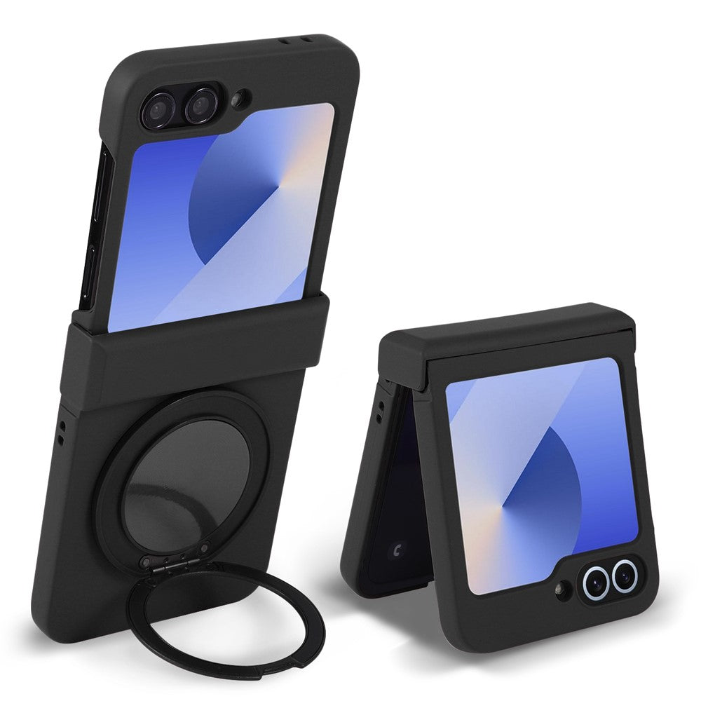For Samsung Galaxy Z Flip7 5G Magnetic Case CD Vein Rotating Kickstand Electroplated PC Phone Cover