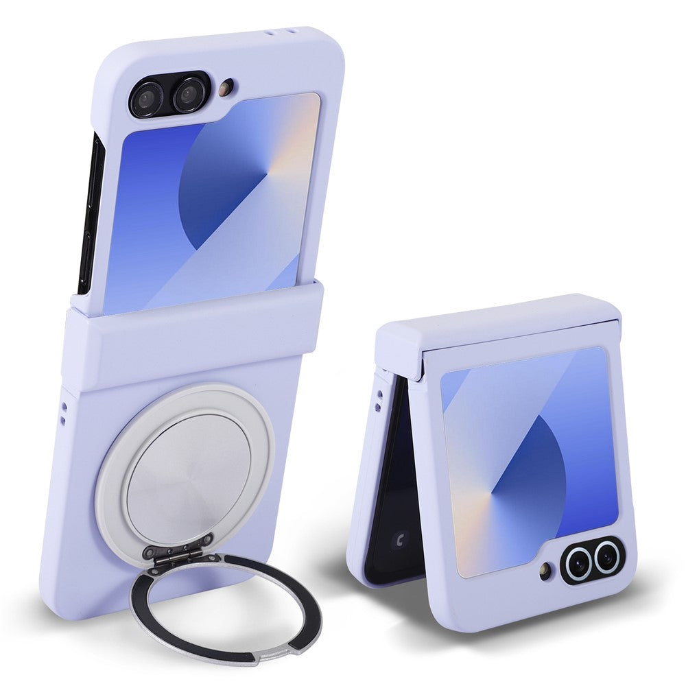 For Samsung Galaxy Z Flip7 5G Magnetic Case CD Vein Rotating Kickstand Electroplated PC Phone Cover