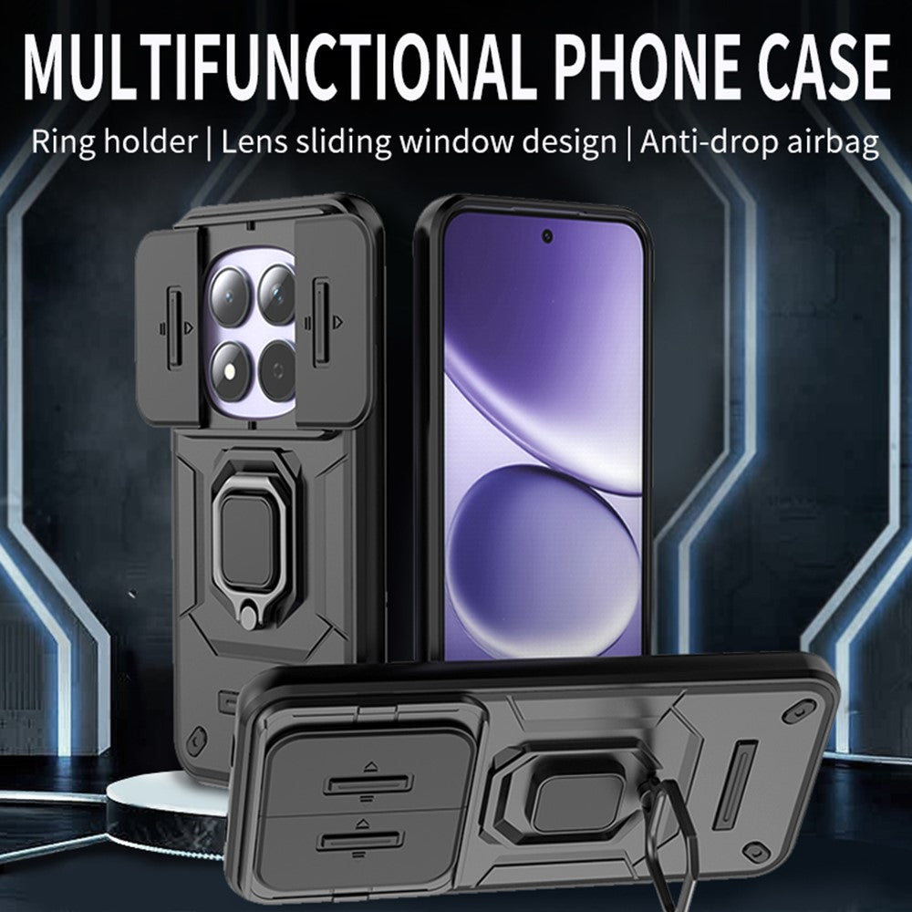 For Xiaomi Redmi Note 15 Pro 5G (Global) Case PC + TPU Kickstand Phone Protector with Lens Cover
