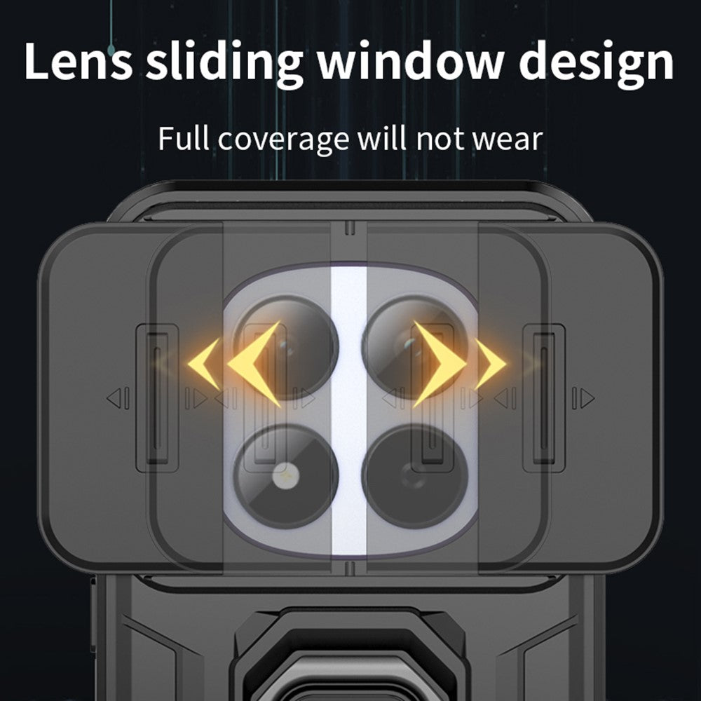 For Xiaomi Redmi Note 15 Pro 5G (Global) Case PC + TPU Kickstand Phone Protector with Lens Cover