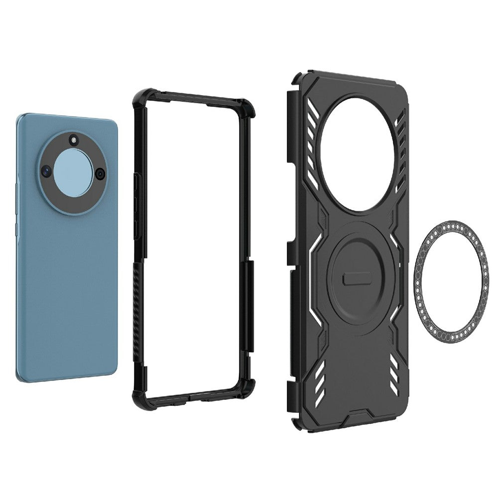For Honor X50 5G / X9b 5G / Magic6 Lite 5G Magnetic Case Butterfly Armor Hollow Heat Dissipation PC + TPU Phone Cover