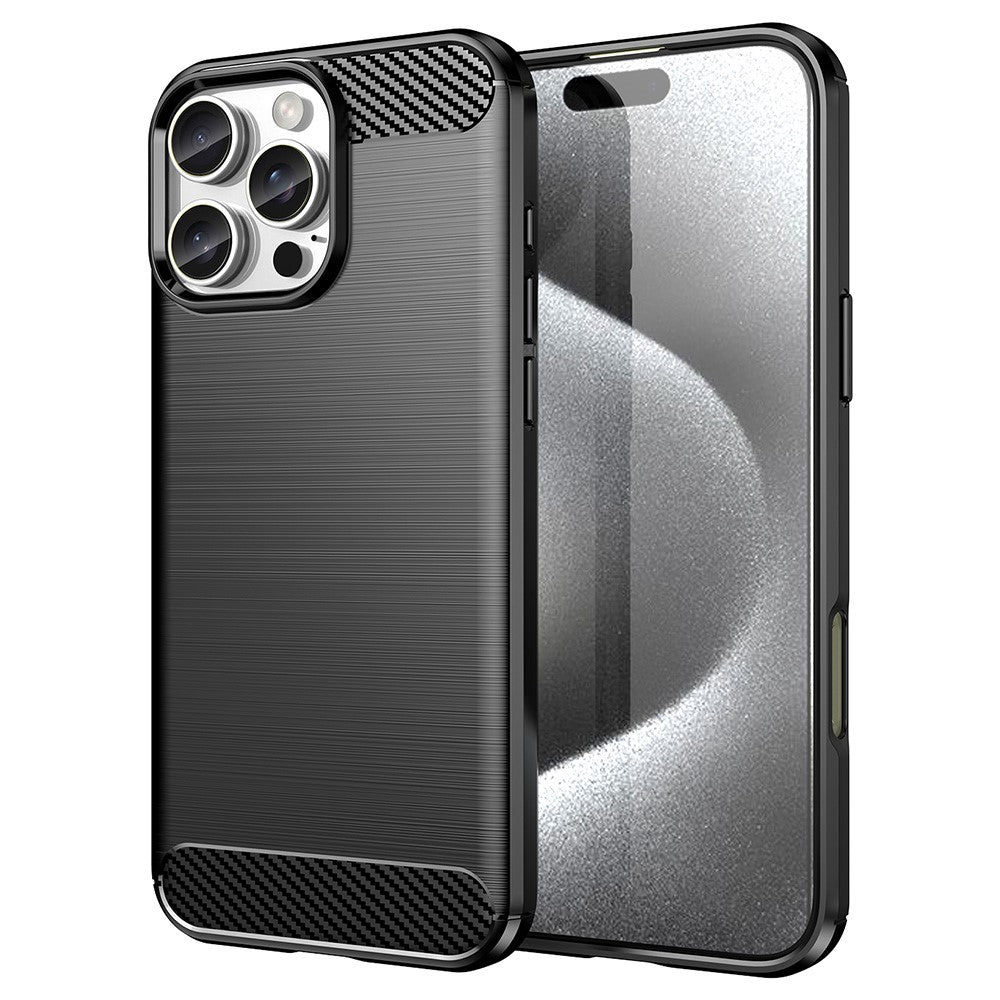 AMORUS för iPhone 16 Pro Max-skal – skyddande mobilskal med kolfibertextur och borstad yta