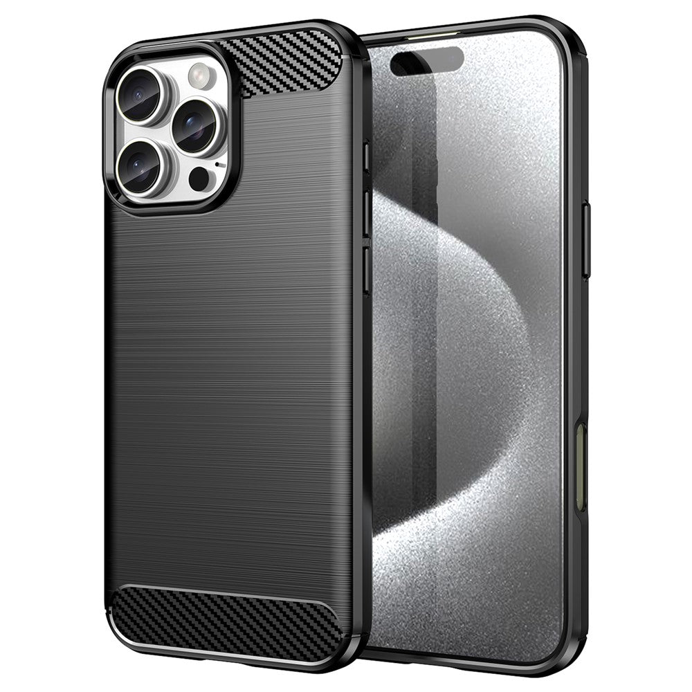 AMORUS Skal för iPhone 16 Pro med borstad, skyddande kolfiberstruktur