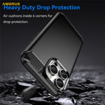 AMORUS For iPhone 16 Pro Case Carbon Fiber Texture Brushed Protective Phone Cover
