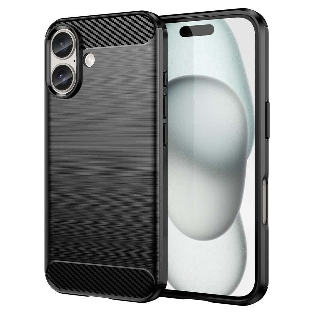 AMORUS For iPhone 16 Plus Case Carbon Fiber Texture Brushed Protective Phone Cover