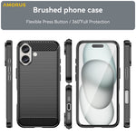 AMORUS For iPhone 16 Plus Case Carbon Fiber Texture Brushed Protective Phone Cover