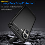 AMORUS For iPhone 16 Plus Case Carbon Fiber Texture Brushed Protective Phone Cover
