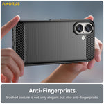 AMORUS For iPhone 16 Plus Case Carbon Fiber Texture Brushed Protective Phone Cover