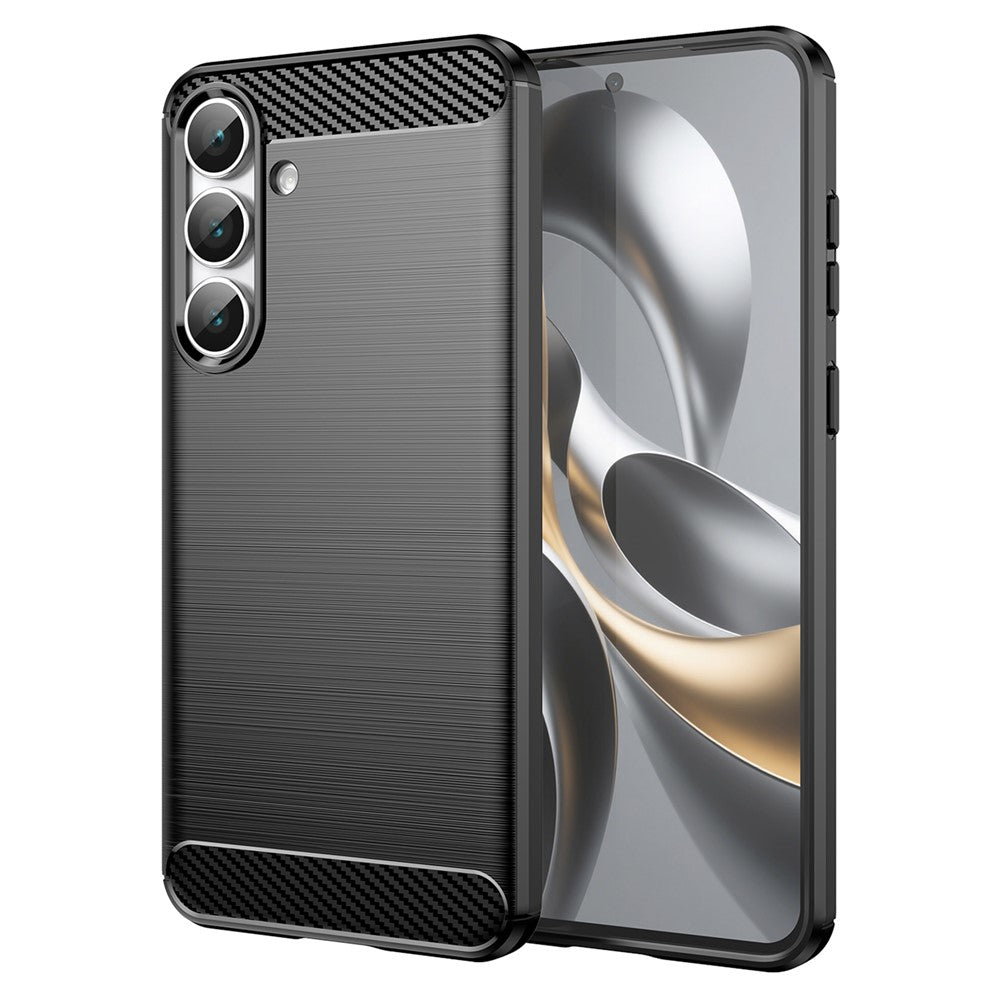 AMORUS For Samsung Galaxy S25 FE Case Carbon Fiber Texture Brushed Protective Phone Cover