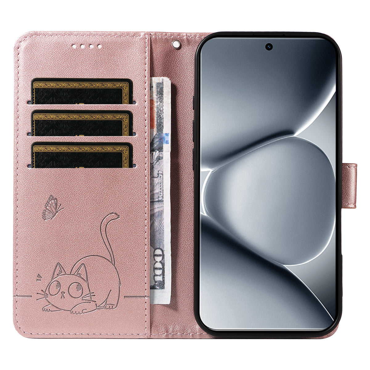 Xiaomi Poco M8 Pro 5G / Redmi Note 15 Pro+ 5G (Global) skal kattmönster avtryck lädermobilskal med handledsrem