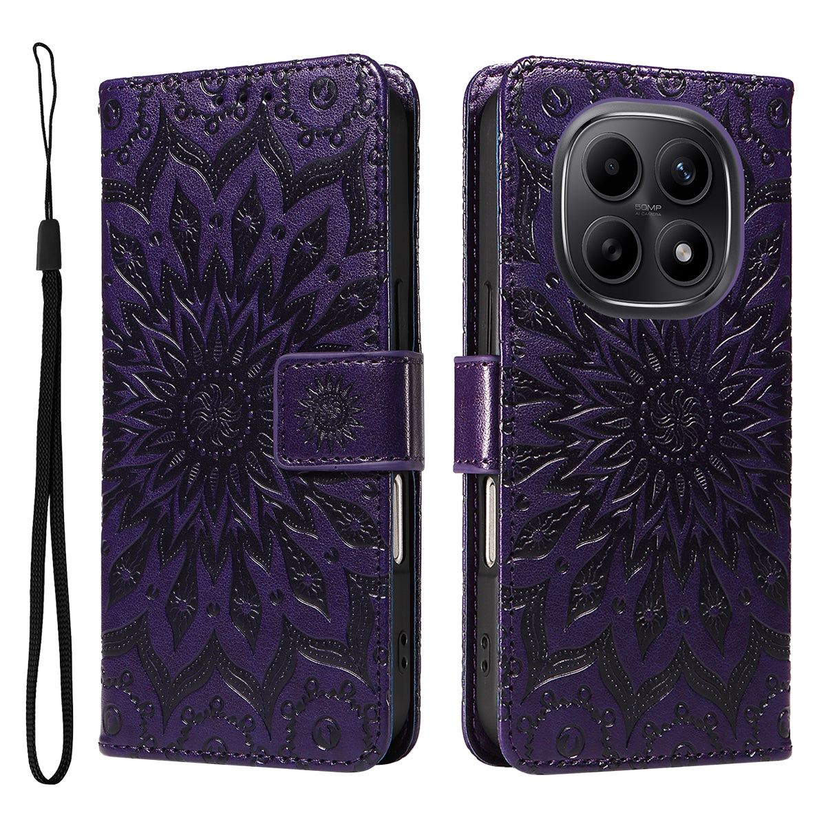 For Xiaomi Poco M8 5G / Redmi Note 15 5G (Global) / 15 4G (Global) Leather Wallet Case Sunflower Imprinted Phone Cover