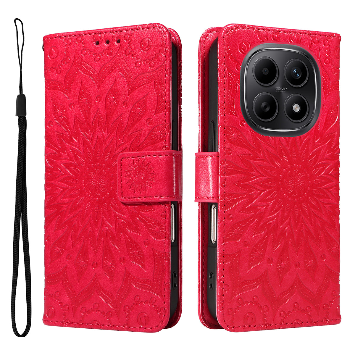 For Xiaomi Poco M8 5G / Redmi Note 15 5G (Global) / 15 4G (Global) Leather Wallet Case Sunflower Imprinted Phone Cover