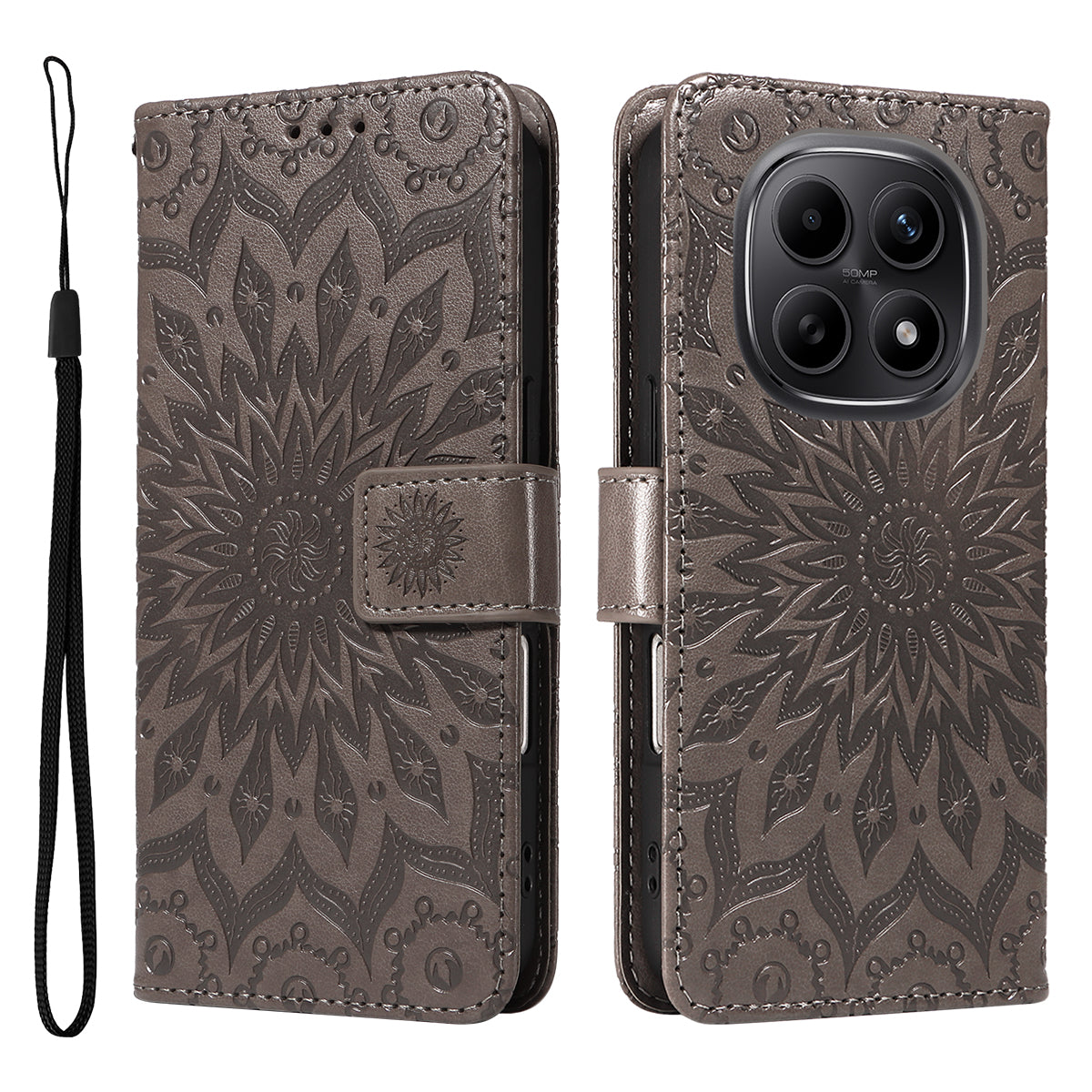 For Xiaomi Poco M8 5G / Redmi Note 15 5G (Global) / 15 4G (Global) Leather Wallet Case Sunflower Imprinted Phone Cover