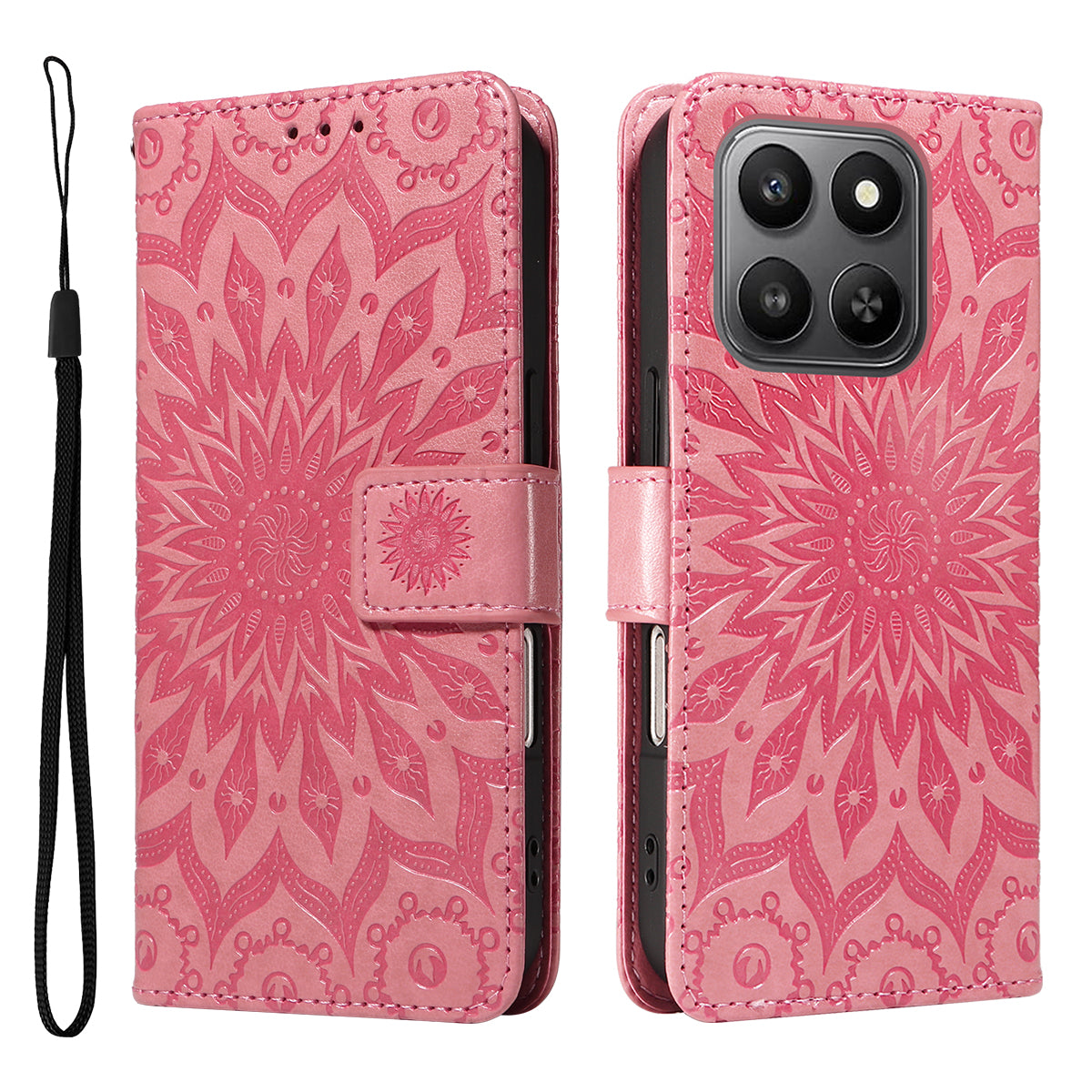For Honor 400 Smart 4G Læderpung Etui Solsikkepræget Telefoncover