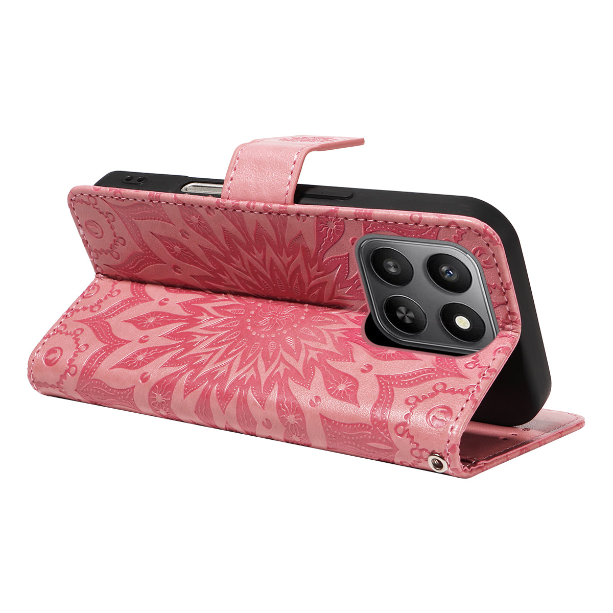 For Honor 400 Smart 4G Læderpung Etui Solsikkepræget Telefoncover