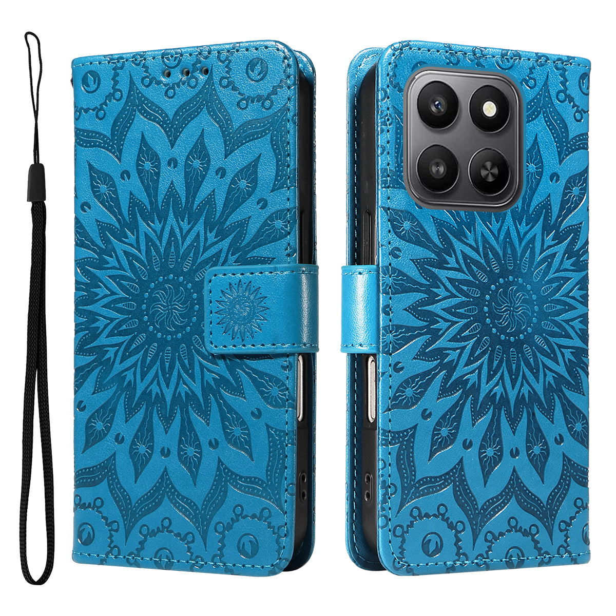 For Honor 400 Smart 4G Læderpung Etui Solsikkepræget Telefoncover