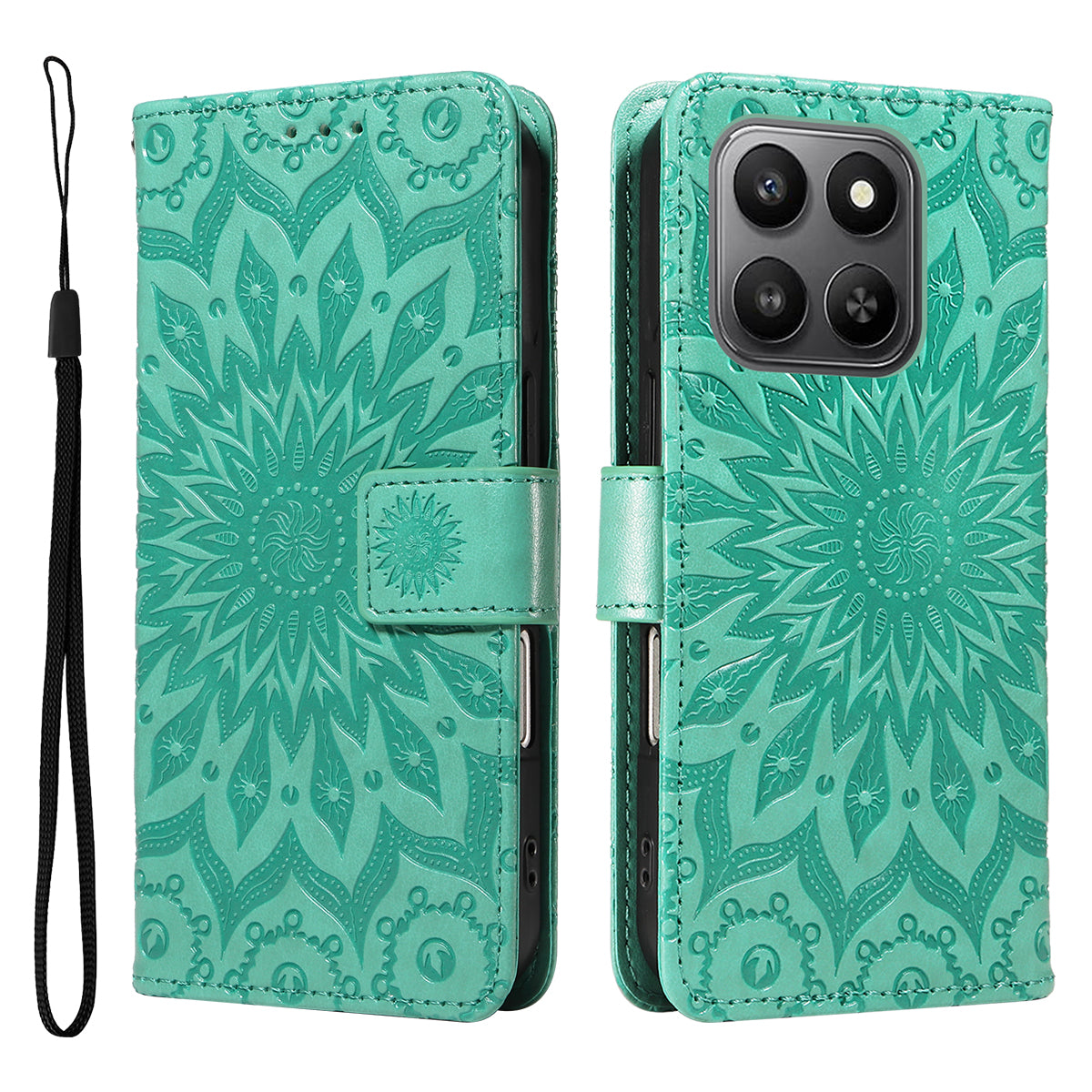 For Honor 400 Smart 4G Læderpung Etui Solsikkepræget Telefoncover