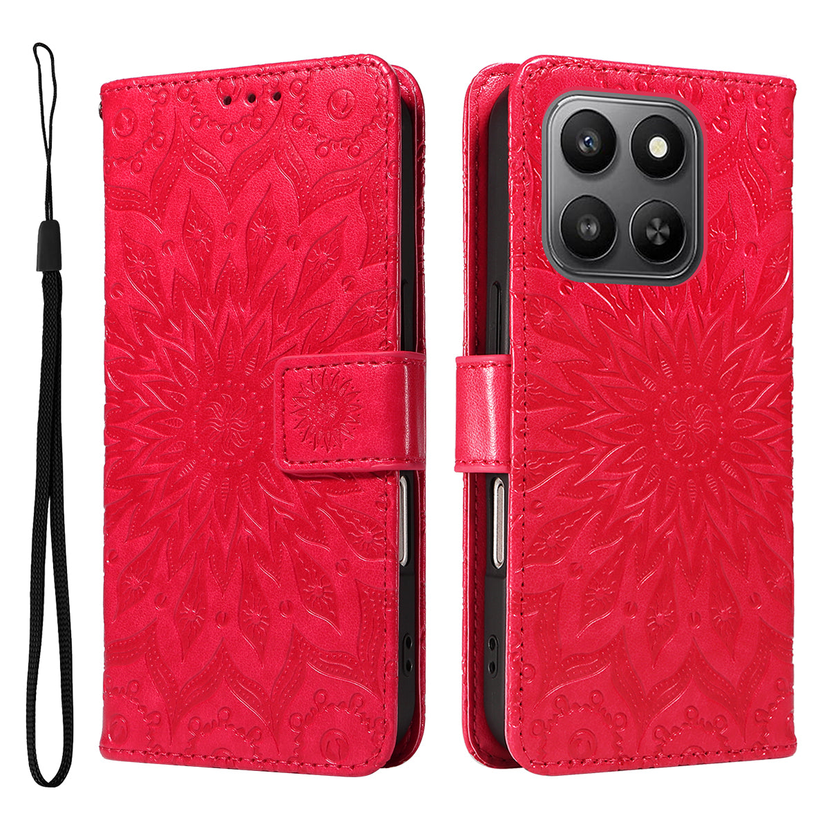 For Honor 400 Smart 4G Læderpung Etui Solsikkepræget Telefoncover