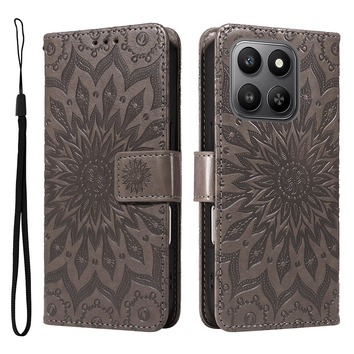 For Honor 400 Smart 4G Læderpung Etui Solsikkepræget Telefoncover