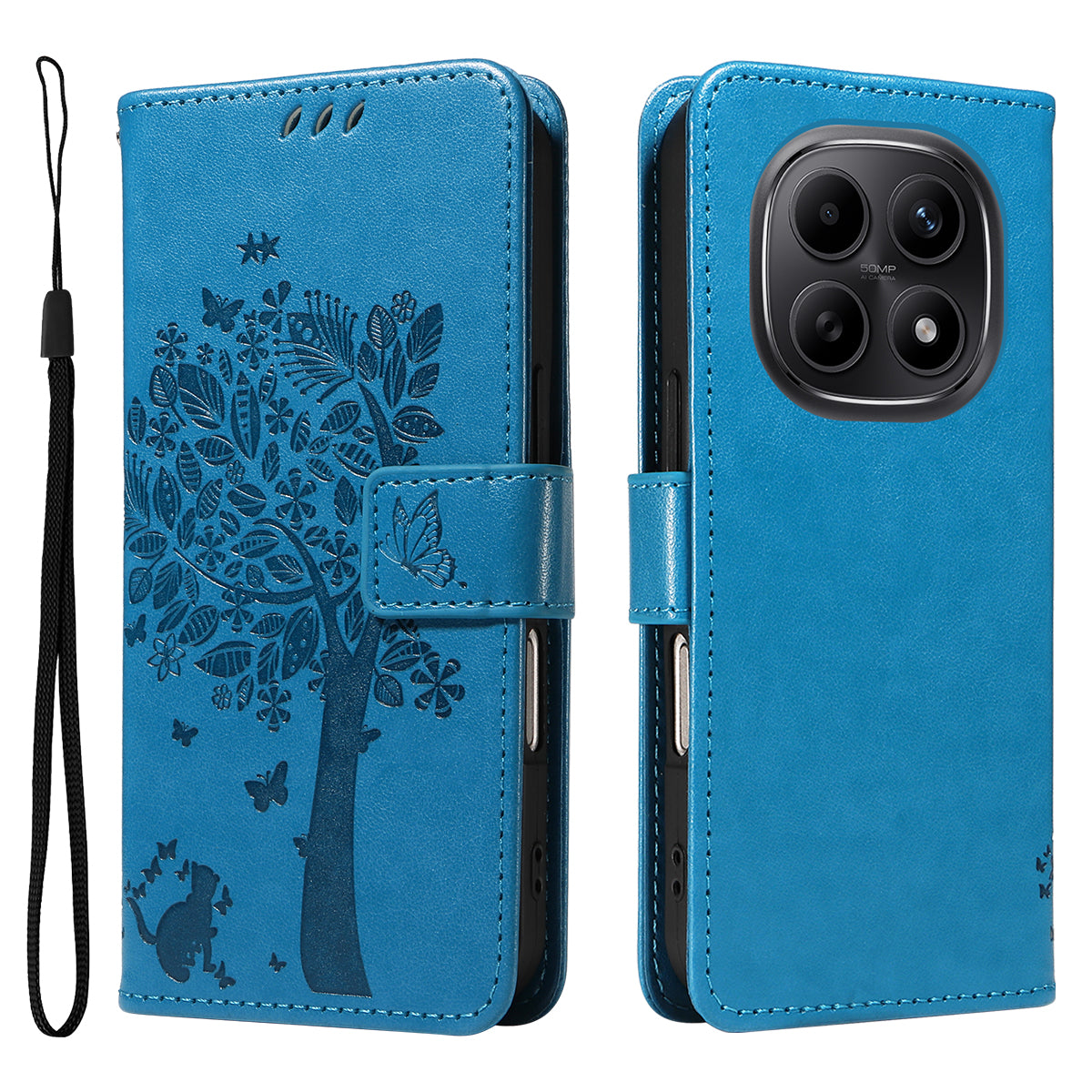 For Xiaomi Poco M8 5G / Redmi Note 15 5G (Global) / 15 4G (Global) Phone Case with Stand Cat Tree Pattern Leather Wallet Mobile Cover