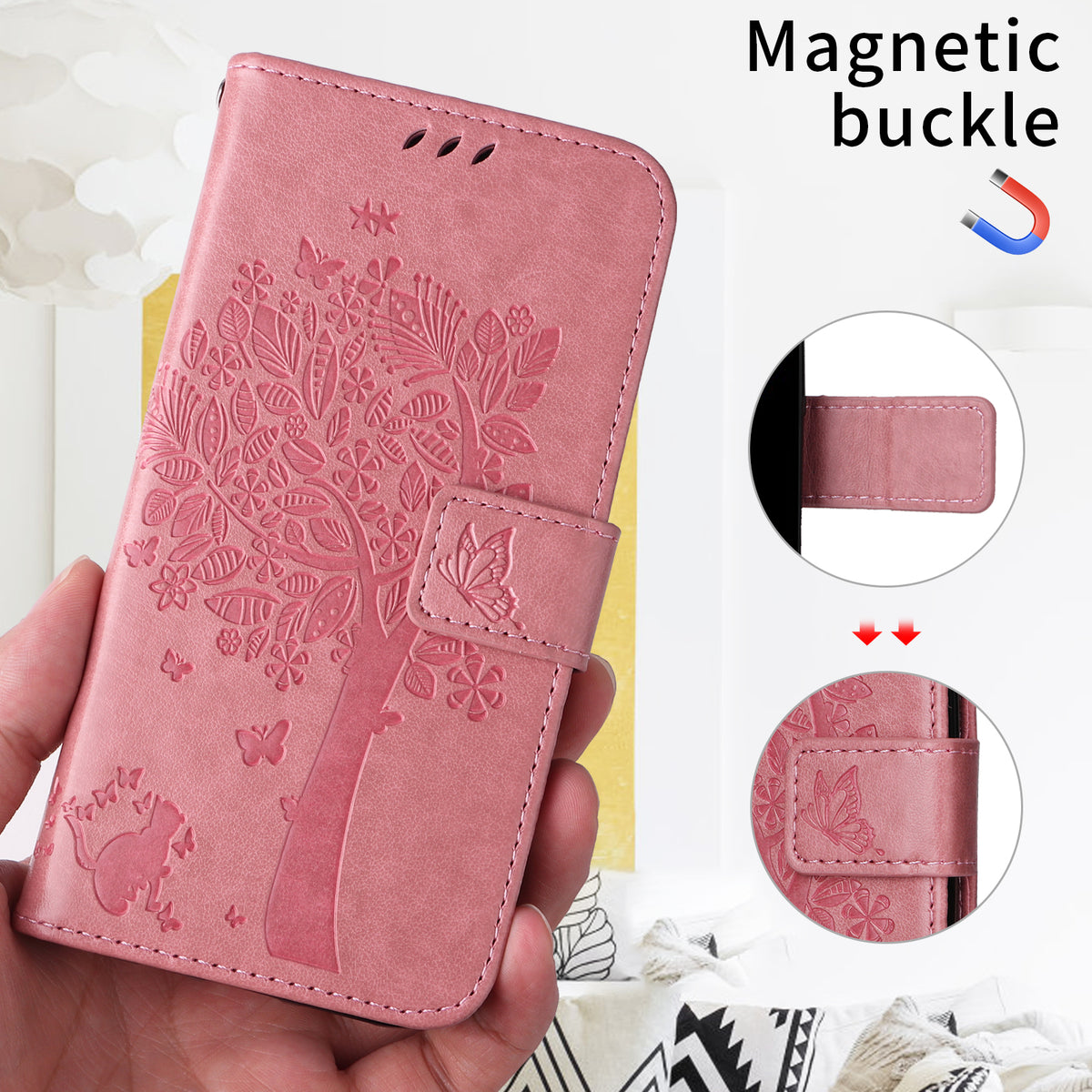 For Xiaomi Poco M8 5G / Redmi Note 15 5G (Global) / 15 4G (Global) Phone Case with Stand Cat Tree Pattern Leather Wallet Mobile Cover
