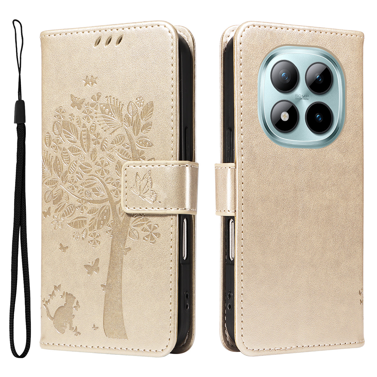 For Xiaomi Poco M8 Pro 5G / Redmi Note 15 Pro+ 5G (Global) Phone Case with Stand Cat Tree Pattern Leather Wallet Mobile Cover
