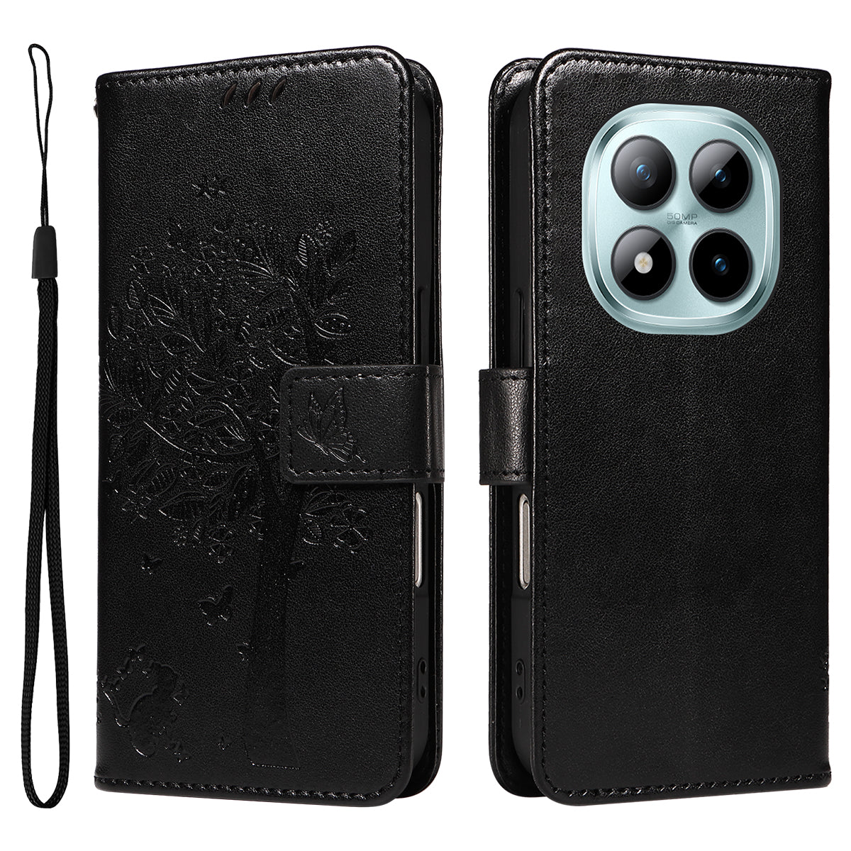 For Xiaomi Poco M8 Pro 5G / Redmi Note 15 Pro+ 5G (Global) Phone Case with Stand Cat Tree Pattern Leather Wallet Mobile Cover