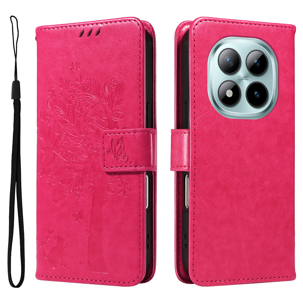For Xiaomi Poco M8 Pro 5G / Redmi Note 15 Pro+ 5G (Global) Phone Case with Stand Cat Tree Pattern Leather Wallet Mobile Cover