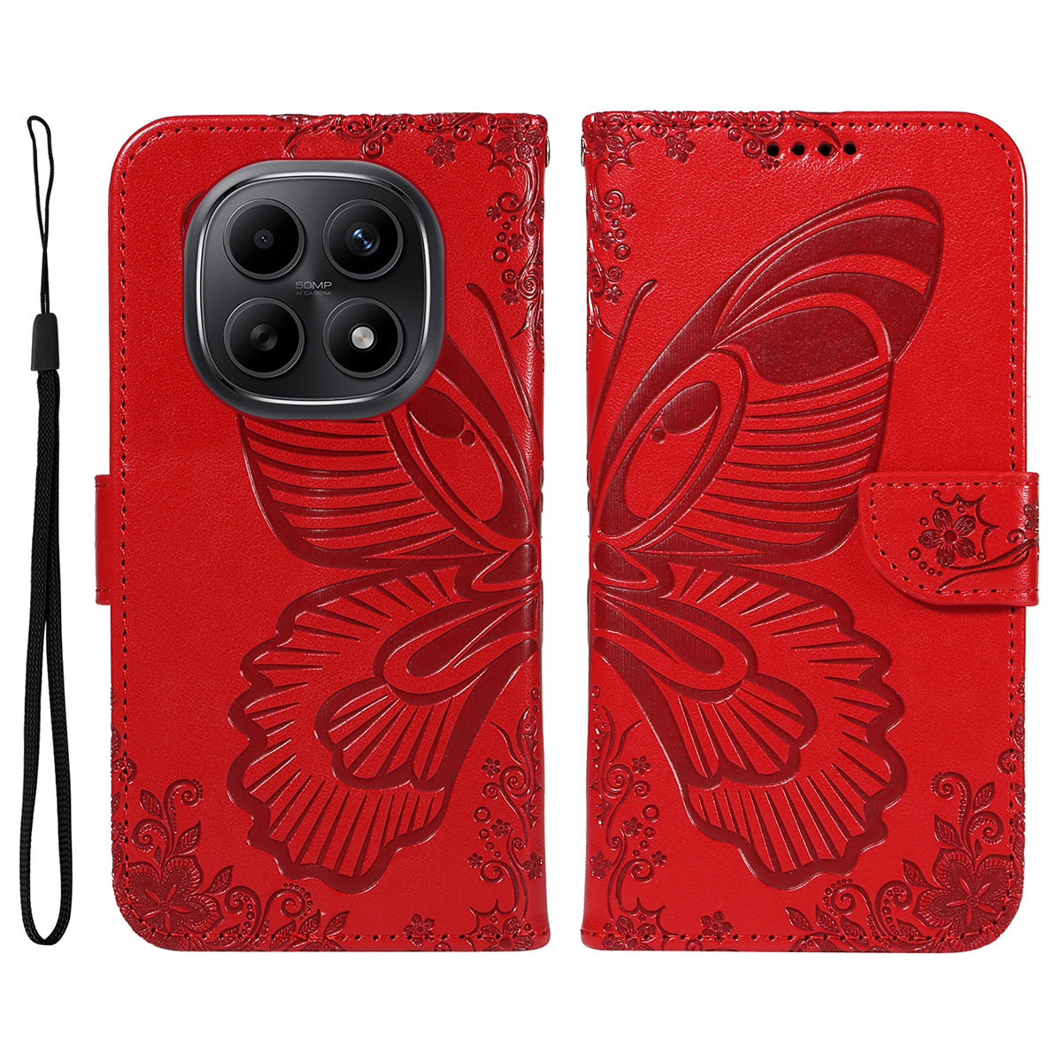 For Xiaomi Poco M8 5G / Redmi Note 15 5G (Global) / 15 4G (Global) Case Butterfly Pattern PU Leather Folio Flip Phone Cover