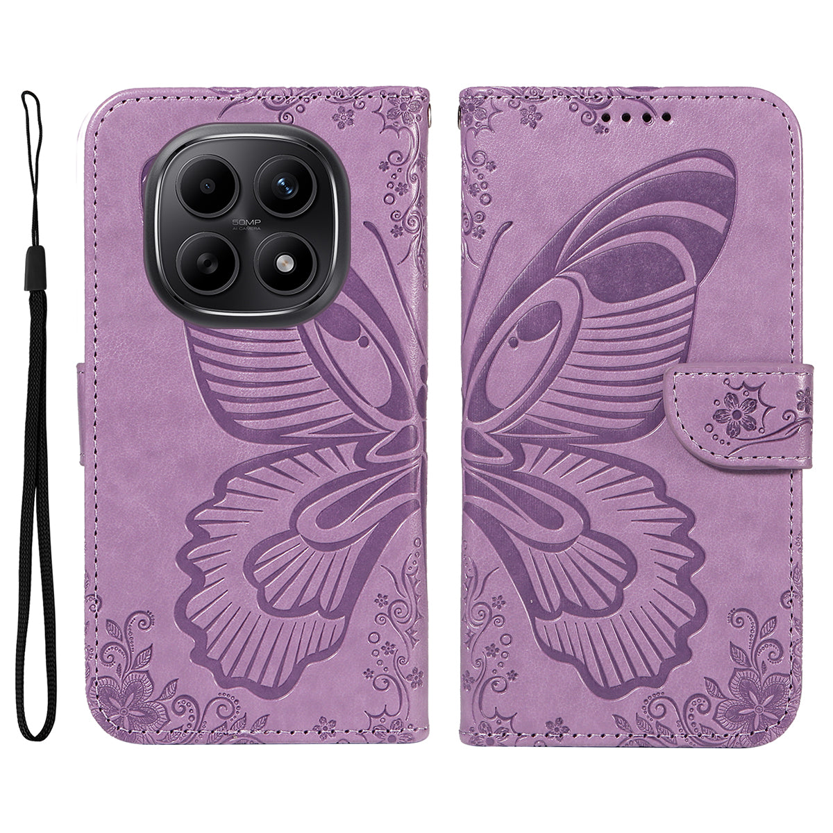 For Xiaomi Poco M8 5G / Redmi Note 15 5G (Global) / 15 4G (Global) Case Butterfly Pattern PU Leather Folio Flip Phone Cover