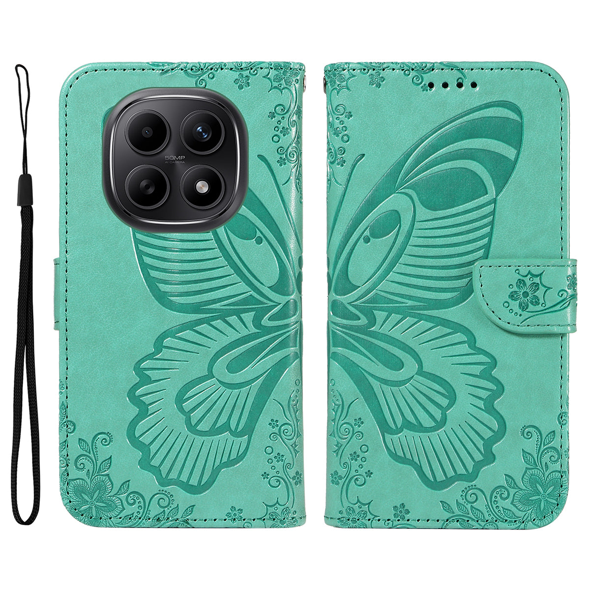 For Xiaomi Poco M8 5G / Redmi Note 15 5G (Global) / 15 4G (Global) Case Butterfly Pattern PU Leather Folio Flip Phone Cover