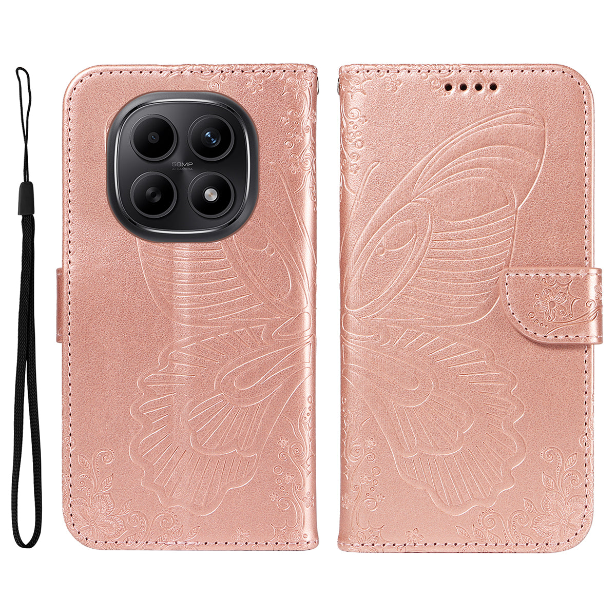For Xiaomi Poco M8 5G / Redmi Note 15 5G (Global) / 15 4G (Global) Case Butterfly Pattern PU Leather Folio Flip Phone Cover