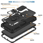 Anti-fall Phone Cover Kickstand For Samsung Galaxy S22+ 5G, Anti-scratch Phone Case Card Holder with Sliding Camera Lid