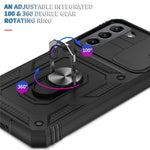 Anti-fall Phone Cover Kickstand For Samsung Galaxy S22+ 5G, Anti-scratch Phone Case Card Holder with Sliding Camera Lid